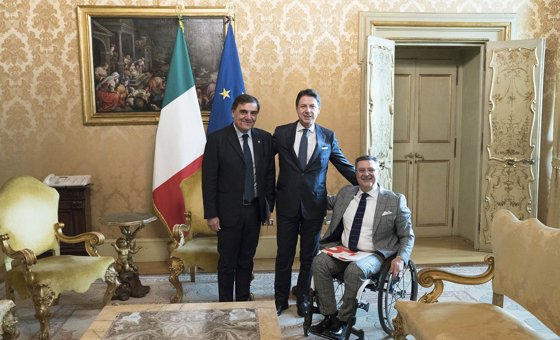 Il Presidente del consiglio con i Presidenti di FISH e FAND