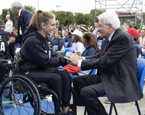Monica durante un incontro istituzionale con il Presidente della Repubblica in occasione delle celebrazioni successive ai Giochi Paralimpici di Parigi 2024